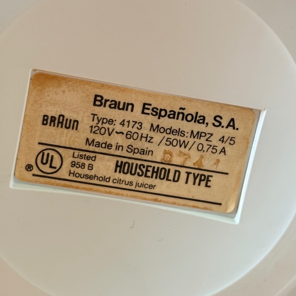 Braun Juicer Motor Base‎ 4173 MPZ 4/5 Citromatic Replacement Part White - Picture 3 of 6